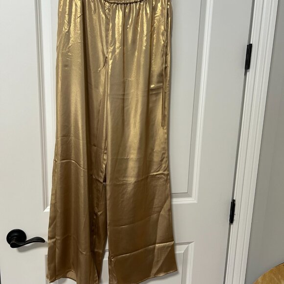 Maeve Liquid Shine Party Pull on Pants Gold Size S NWT - Picture 2 of 4